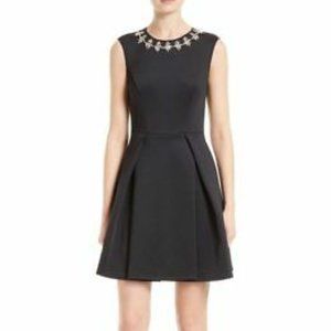 Ted Baker Joone Black Jeweled Skater Dress - Size 4 (US 10)